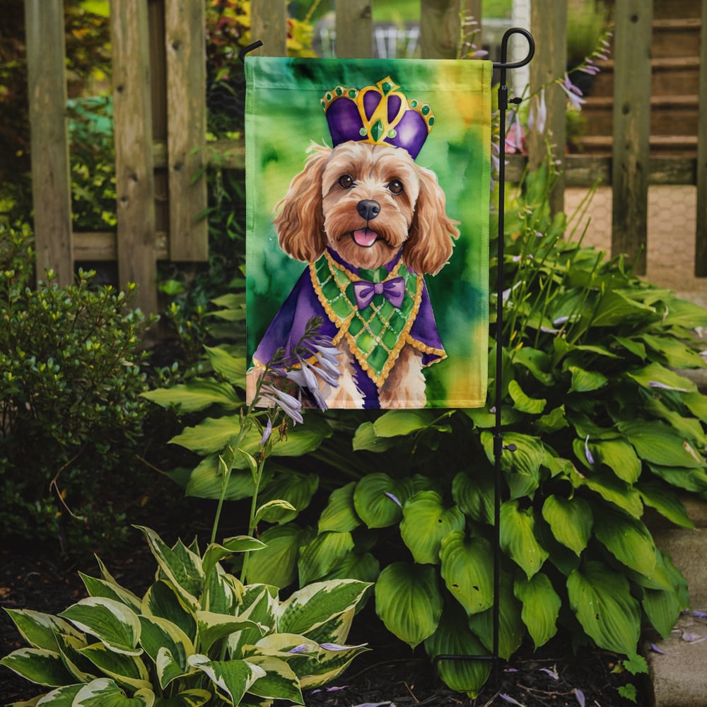 Cockapoo King of Mardi Gras Garden Flag 11.25 in x 15.5 in