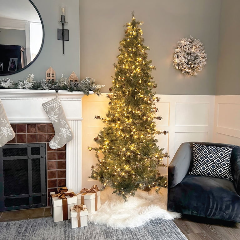 Fraser Hill Farm 6.5-Ft Buffalo Fir Flocked Artificial Christmas Tree - Pre-Lit With Dual Color LEDs & Stand 4 thumbnail image