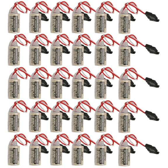 30-Pack 1800mAh CR14250SE 1/2AA 3V PLC Replacement Battery for FDK CR14250SE 1747-BA Backup Power with Black Plug
