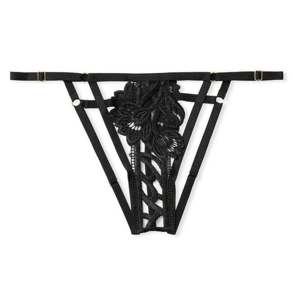 Victoria's Secret Very Sexy Embroidered Band of Lovers Bikini Panty Black Size Large NWT