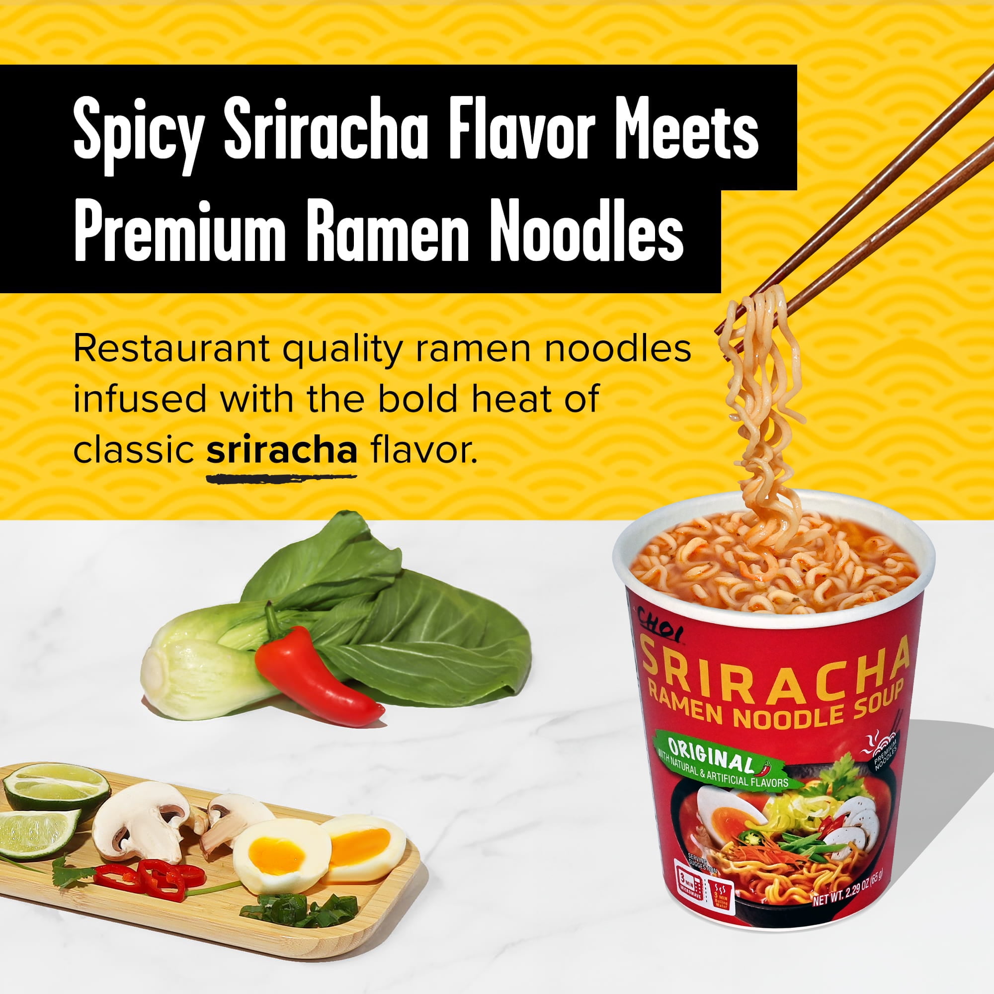 (6 pack) Choi Spicy Sriracha Original Flavor Ramen Cup, 2.29 oz