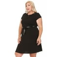 thumbnail image 2 of Women's Plus Size Solid Round Neck Front Cutout Short Sleeve Flared A Line Dresses, 2 of 6