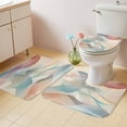 thumbnail image 4 of Abstract Water Ripple Bathroom Rugs Set Blue Brown Gradient Stitching Non Slip Absorbent Soft Bath Mats 3 Piece Set with Bathroom Rug, U-Shaped Floor Mat, Toilet Seat Cover Small Size, 4 of 9
