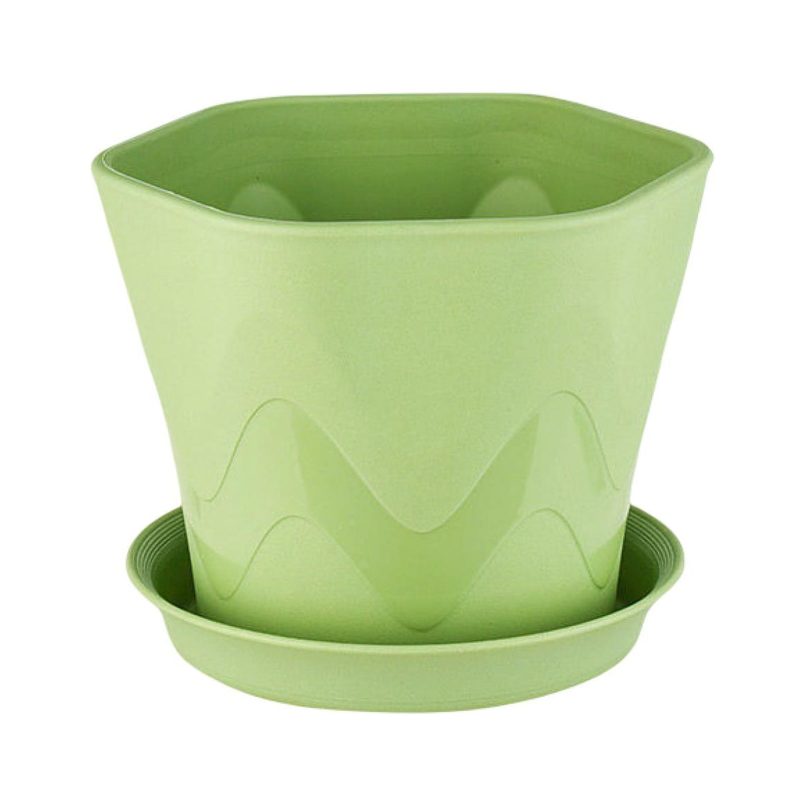 Flower Pot with Tray and Drainage Holes PP Resin Hexagon Planter for