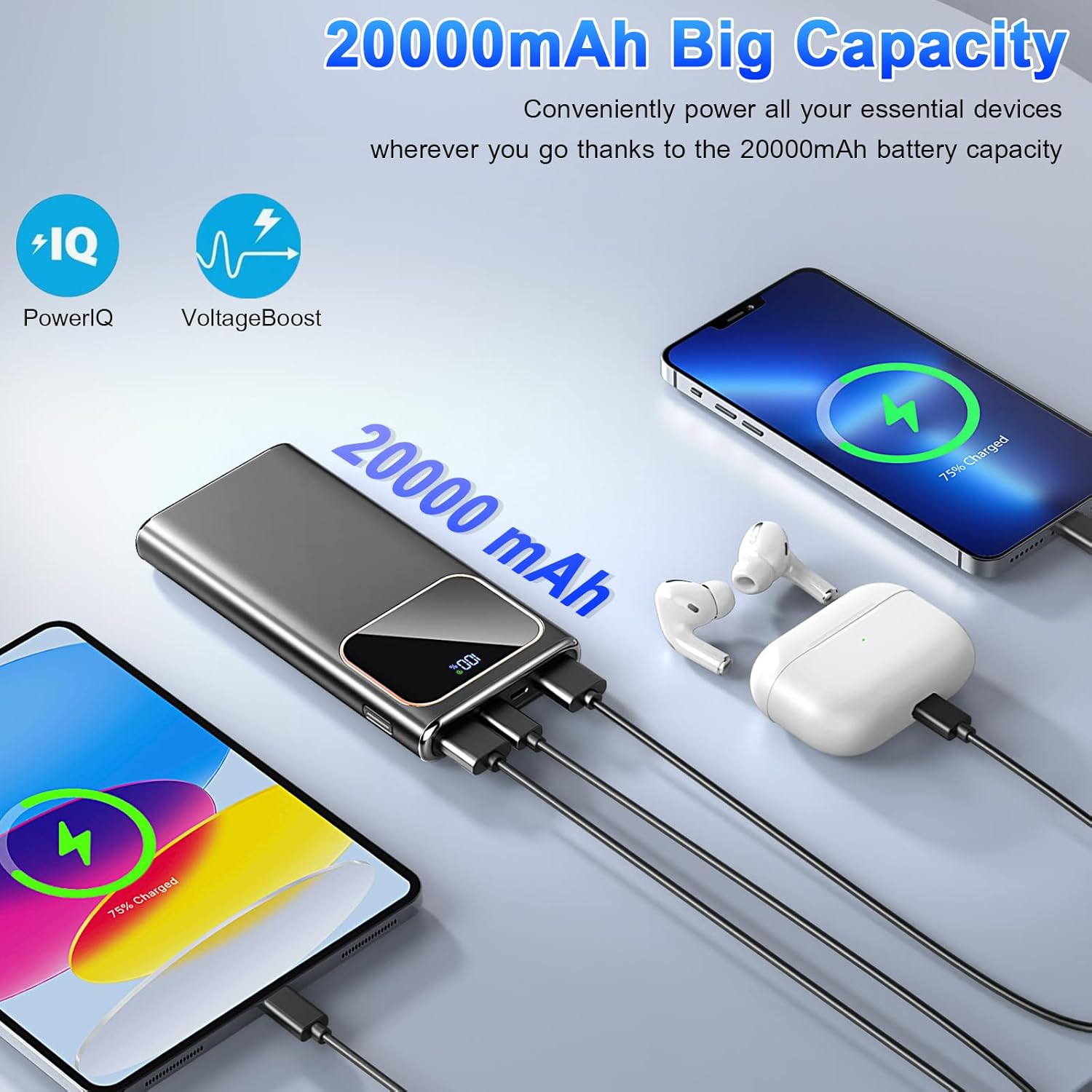 Btootos 20000mAh Power Bank – 22.5W Fast Charging with USB-C & USB-A photo 5