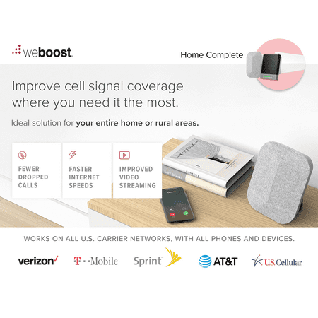 weBoost Home Complete, Cell Phone Signal Booster Kit, Boosts 4G LTE & 5G up to 7,500 Sq. ft., All U.S. Carriers (Model 470145)