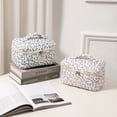 thumbnail image 4 of Bolsa de maquillaje uekeboag grande de viaje acolchada con estampado floral de algodón, 4 of 6