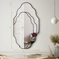 thumbnail image 3 of TEWLOSS Black Wall Mirror 46"x26" Scalloped Bathroom Mirrors Metal Frame, 3 of 9
