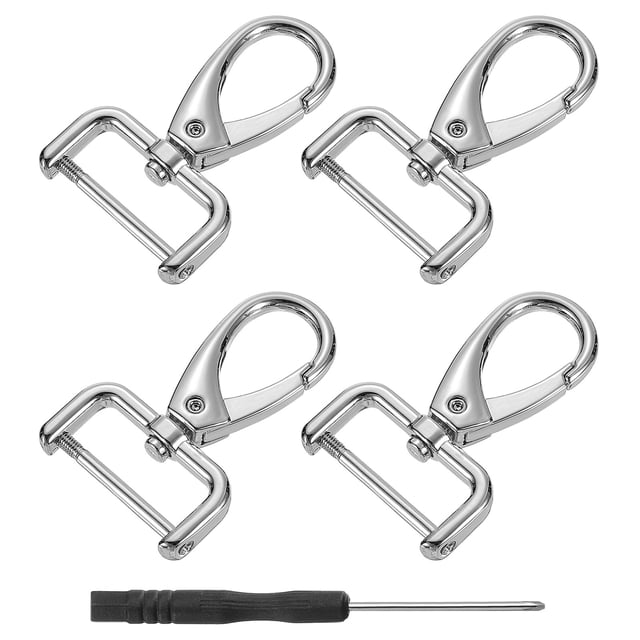 Uxcell 4Pcs Swivel Clasps, 1" D Ring Detachable Snap Hook with Screwdriver, Silver