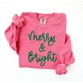 thumbnail image 5 of Merry & Bright Sweater Shirt | Festive Holiday Red Glitter Text Graphic Sweatshirt, 5 of 7