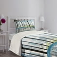 thumbnail image 5 of Ambesonne New York Quilted Bedspread Set 2 Pcs, Central Park Forest, Twin Size, Sky Blue and Green, 5 of 6