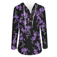 thumbnail image 3 of Hoodies for Women Floral Blouse Autumn Outfit Casual Long Sleeve Hooded Thin Sweatshits with Half Button Neck M, 3 of 5