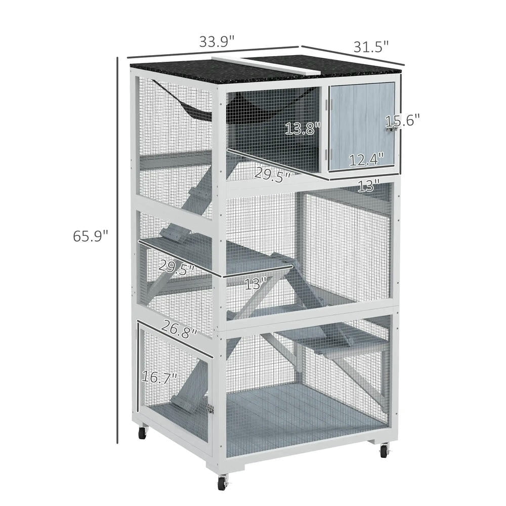YYAo Cat Catio, Cat Cage Playpen,Catio, Outdoor Cat Enclosure House on Wheels with Hammock, Gray