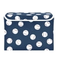 thumbnail image 7 of Yayeee Collapsible Cube Storage Bin with Lid Fabric Closet Decorative Basket with Handles, Navy Blue Baseball Pattern, 7 of 7