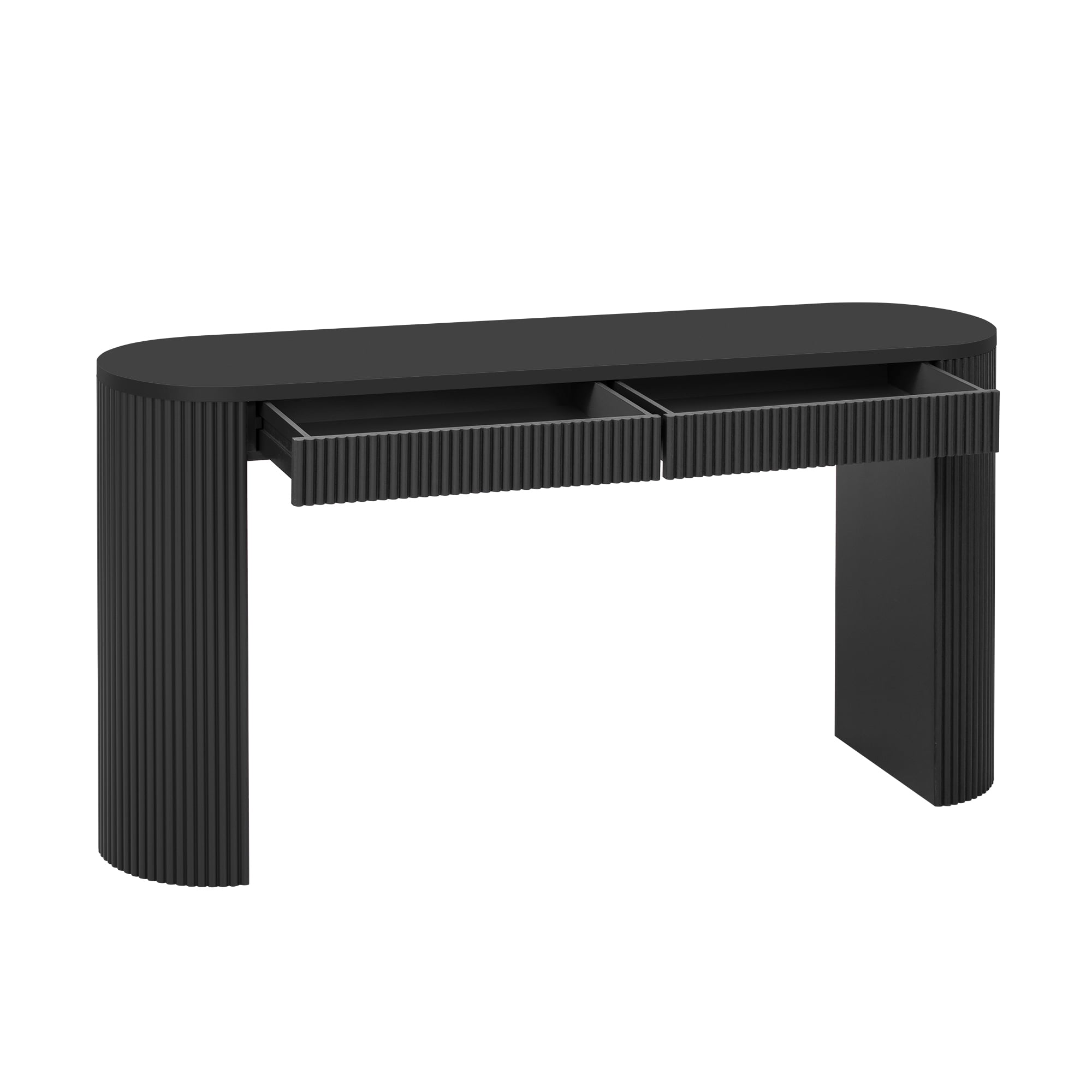 Euroco 58.3" Console Table with 2 Drawers, Narrow Long Sofa Table Behind The Couch, Wood Entryway Table with Adjustable Feet for Living Room, Hallway,Foyer,Black