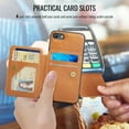 thumbnail image 4 of Case for iPhone 7 / 8 / SE 2022 & 2020, Detachable Magnetic Wallet Credit Card Cash Slot Case Support Wireless Charging Functional Kickstand Compatible with MagSafe Phone Cover,Brown, 4 of 12