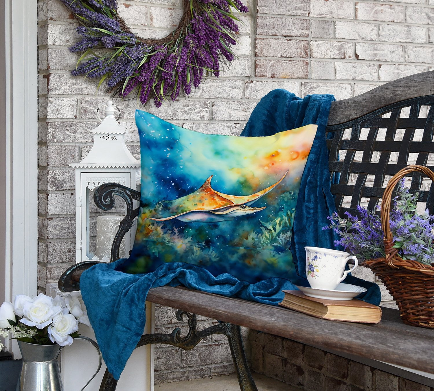 Sting Ray Throw Pillow 18 in x 18 in