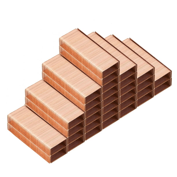 Grapas Uxcell para Engrapadora, Paquete de 2 #10 Mini Grapas de 3/16 Pulgadas de Longitud para Suministros de Oficina, Oro Rosa