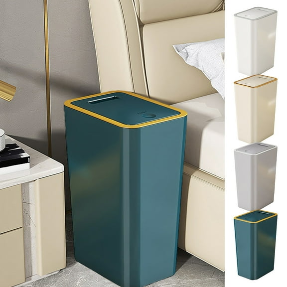 Kitchen Trash Can, Step-On Garbage Can with Lid, Tall Kitchen & Bathroom Trash Can, Small Office Waste Bin, Green - Xuniizn