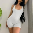 thumbnail image 5 of Women's Jumpsuits, Rompers & Overalls Summer Fashion Solid Color Slim Sports Show Backless Shorts Workout Rompers for Women White M, 5 of 9