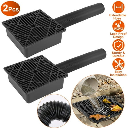 2Pcs 4.9FT Flexible Extendable Gutter Downspout Extension Low Profile No Digging Catch Basin Leak-Proof Downspout Extender for House Foundation Protection