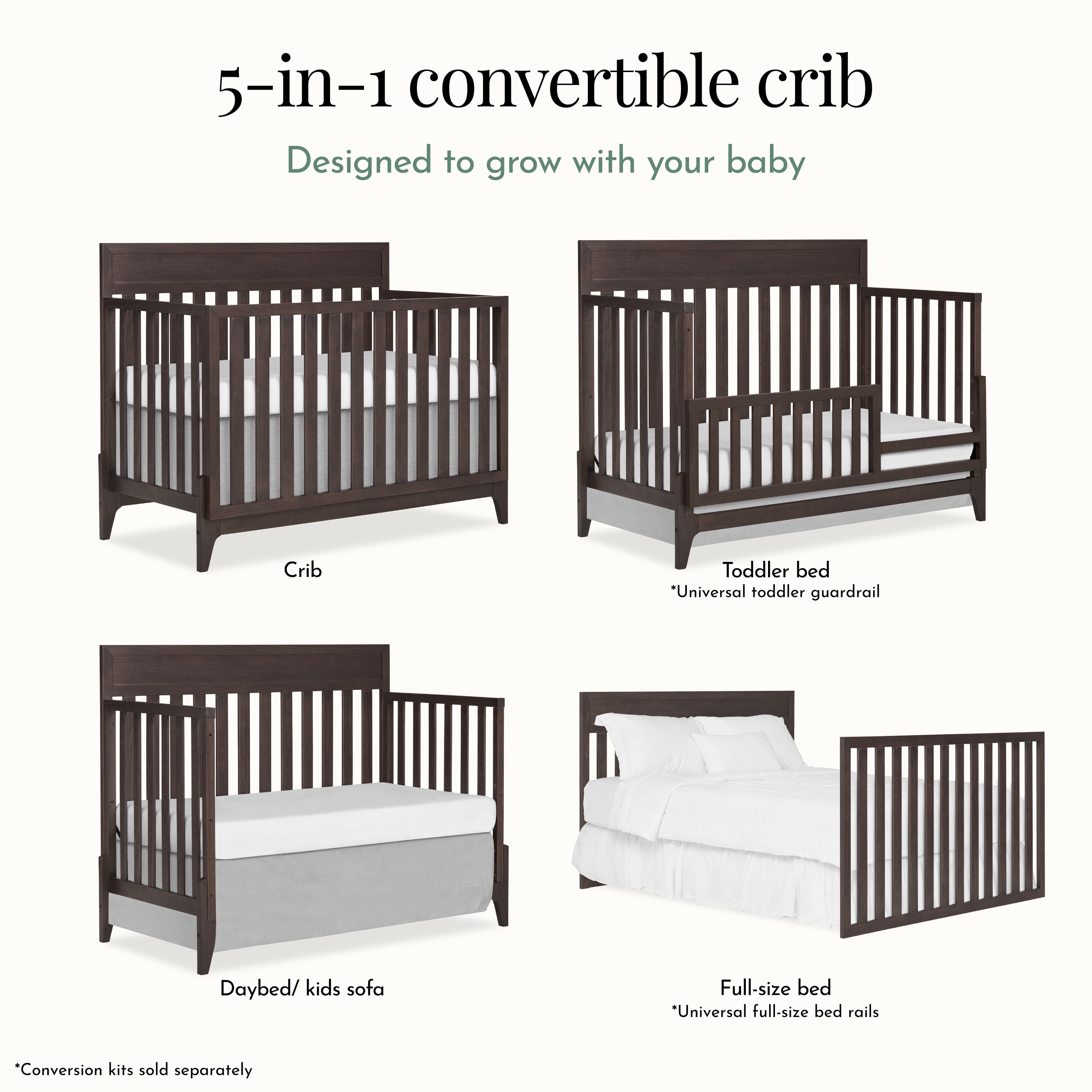 Evolur Atlas Convertible Crib, Roasted Chestnut