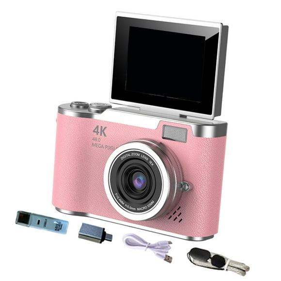 Cámara digital 4K Cámara para vlogs Modo Belleza 48MP Filtro incorporado 8x Digital Rosa