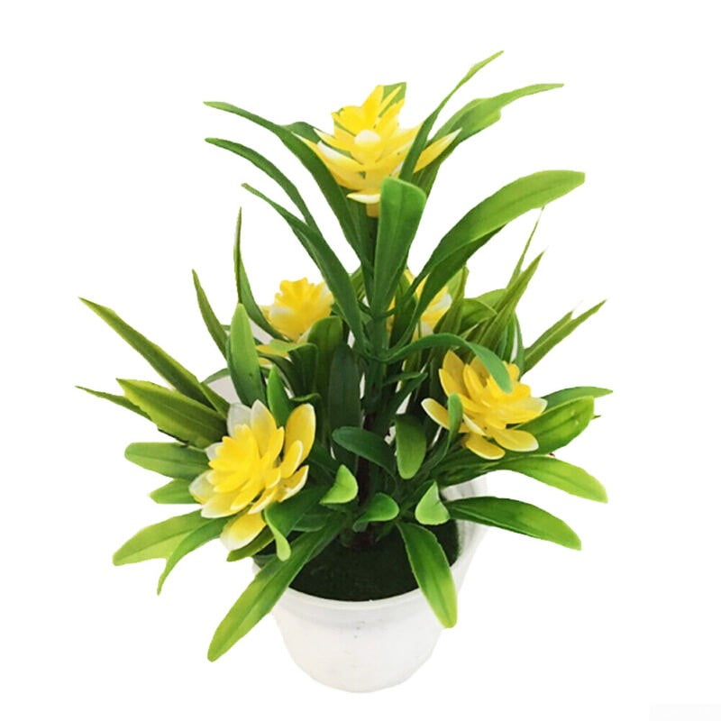 Artificial Lotus Leaf Flower Plants With Pot Fake Decors Office Ornaments New 