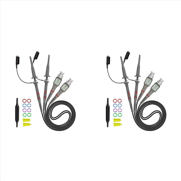 Paquete de 4 Sondas de Osciloscopio Universales P6100 de 100 MHz, Sondas de Clip para Osciloscopio 1X 10X con Accesorios