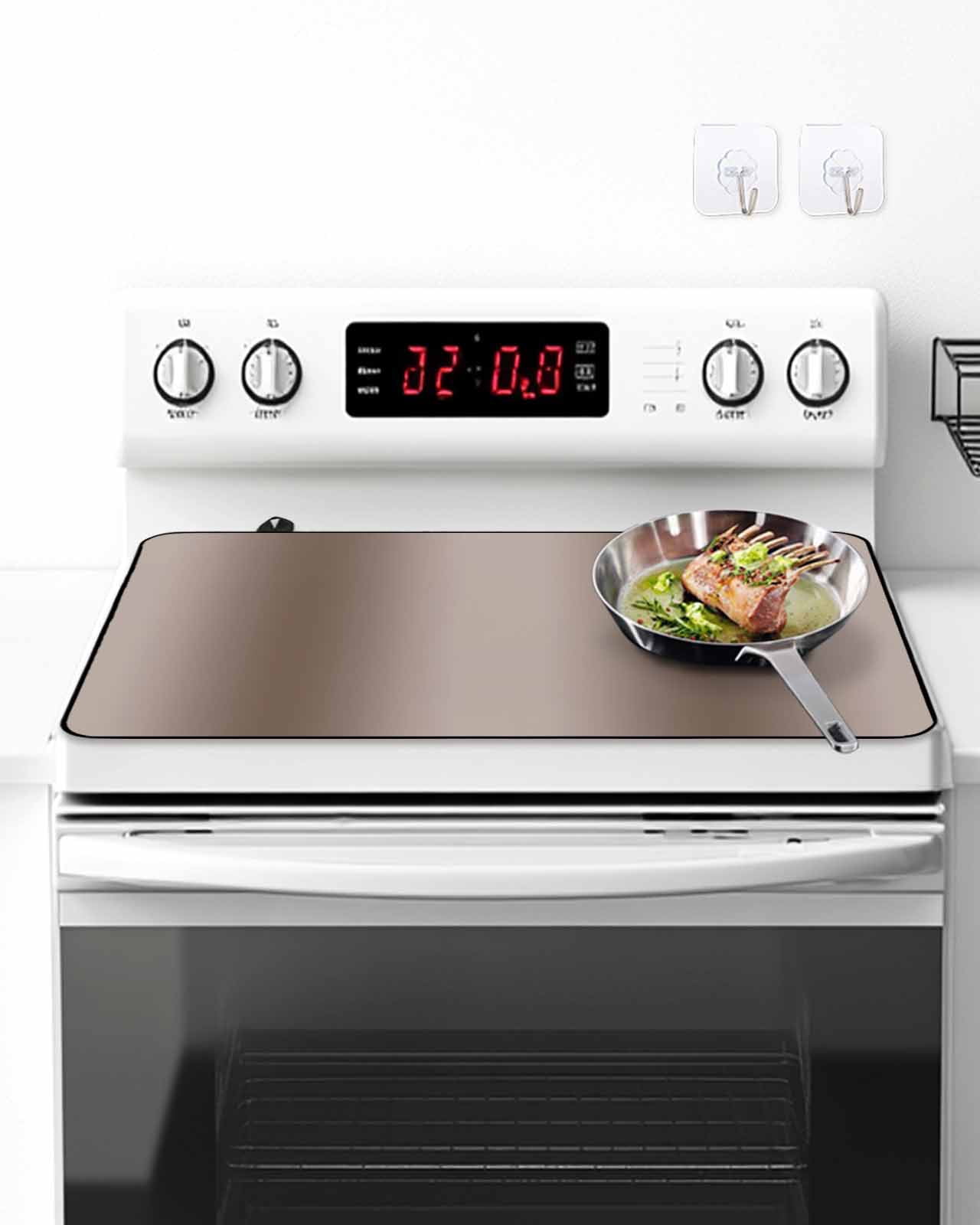 Stove Top Covers for Electric Stove, Brown Ombre Glass Stovetop Cover Protector, Modern Abstract Art Farmhouse Gradient Induction Cooktop Protector Oven Mat for Kitchen Countertop 24"x21"