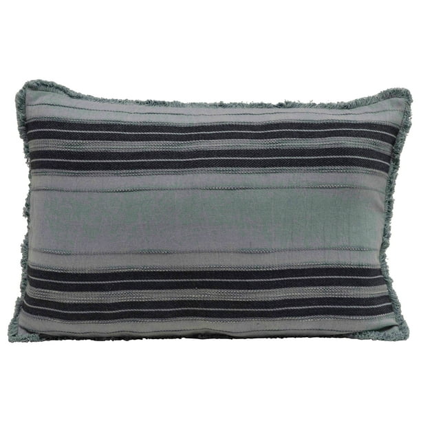 Creative CoOp Striped Rectangle Cotton Pillow with Fringe Walmart