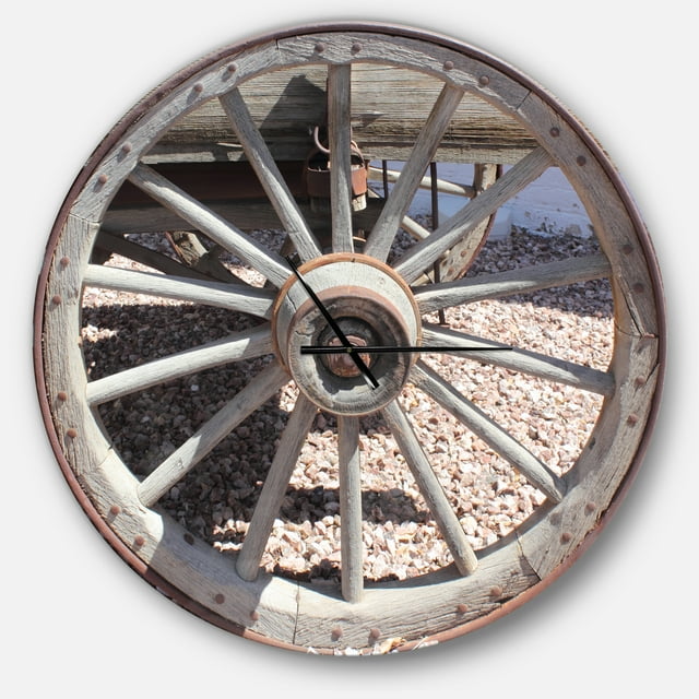 Designart 'Spanish Cottage Carriage Wheel ' Farmhouse wall clock