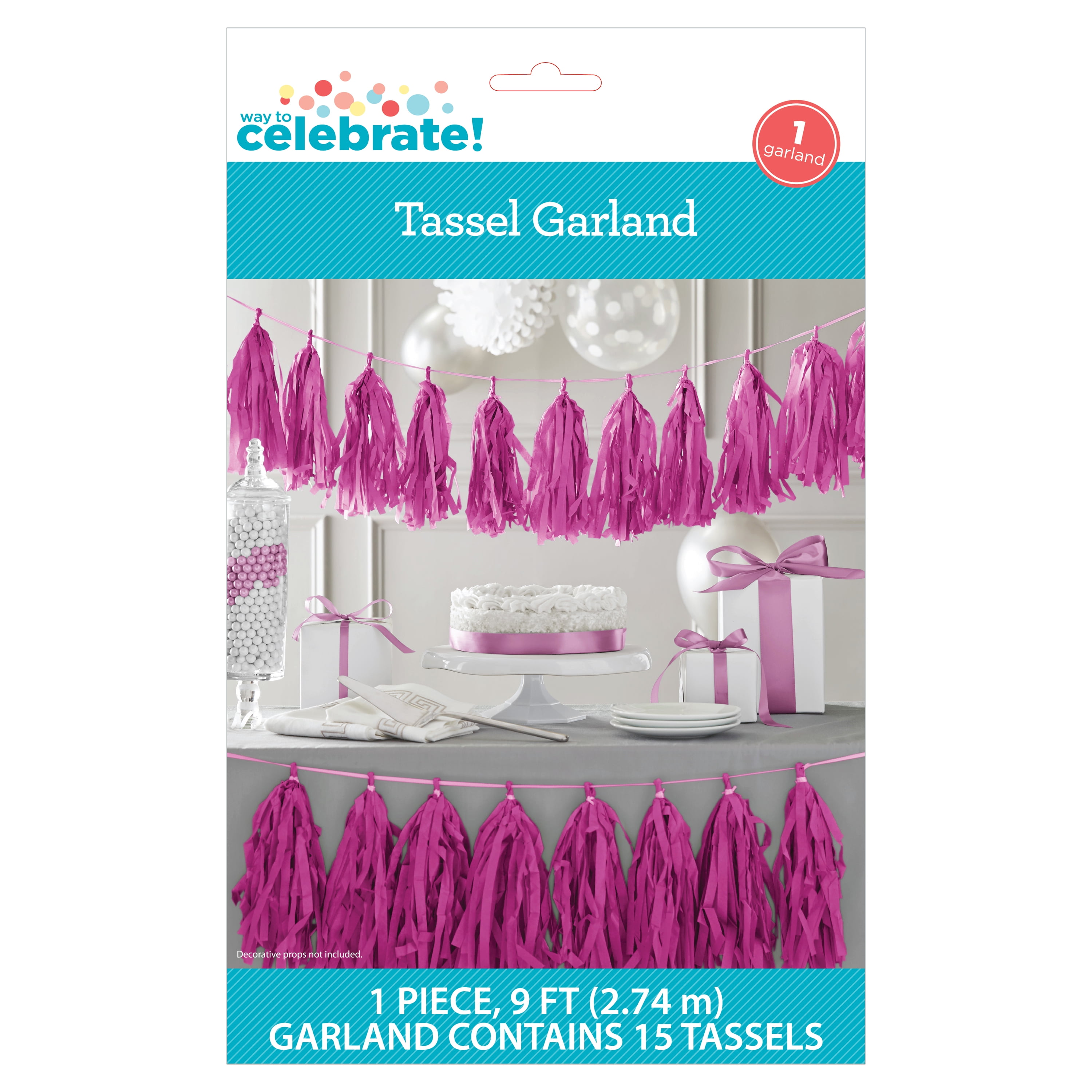 9ft Hot Pink Tissue Paper Fringe Garland Shower Birthday Party