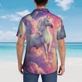 thumbnail image 3 of Lsque Colorful Cloud White Horse pattern Hawaiian Shirt for Men, Unisex Summer Beach Casual Short Sleeve Button Down Shirts-3X-Large, 3 of 9