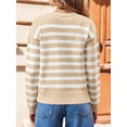 thumbnail image 5 of V Neck Button Down Long Sleeve Open Front Ribbed Knit Outerwear Womens Striped Cardigan Sweaters, 5 of 6