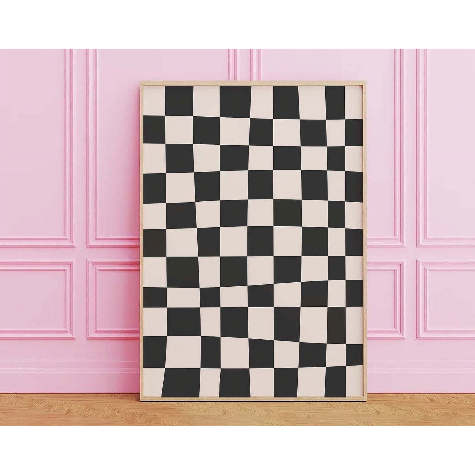 Black And White Abstract Print Art Trendy Checkered Print 70S Retro Art Cute Trendy Wall Art Wall Art Modern Wall Decor 8x12 UNFRAMED