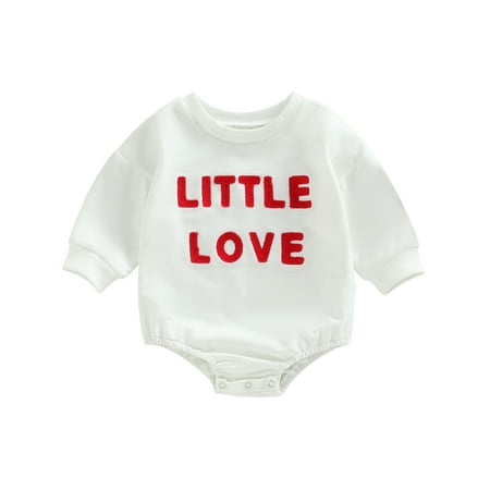 

Musuos Baby Valentine s Day Romper Infant Girls Boys Letter Print Long Sleeve Round Neck Jumpsuits Autumn Winter Bodysuits