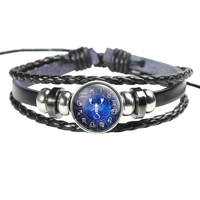 Pulseras para mujer, regalos para mujer, moda para hombre y mujer, pulseras de 12 signos, pulsera de cuero tejido punk.