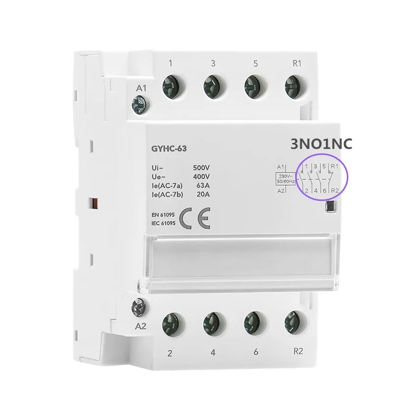 Din Rail AC Contactor 4P 63A 4NO 4NC 2NO2NC 3NO1NC House Use or For Charging Pile Contactor Good Quality