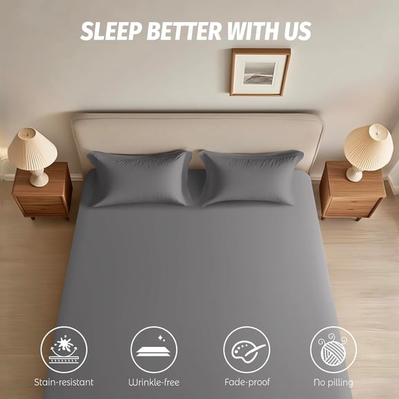 Baigee Luxury  Egyptian Cotton Fitted Sheet Queen Only – 1000 Thread Count Cotton Fitted Sheet Long Staple, Breathable and , Deep Pocket 15"-18"(60"x80",Dark Grey)