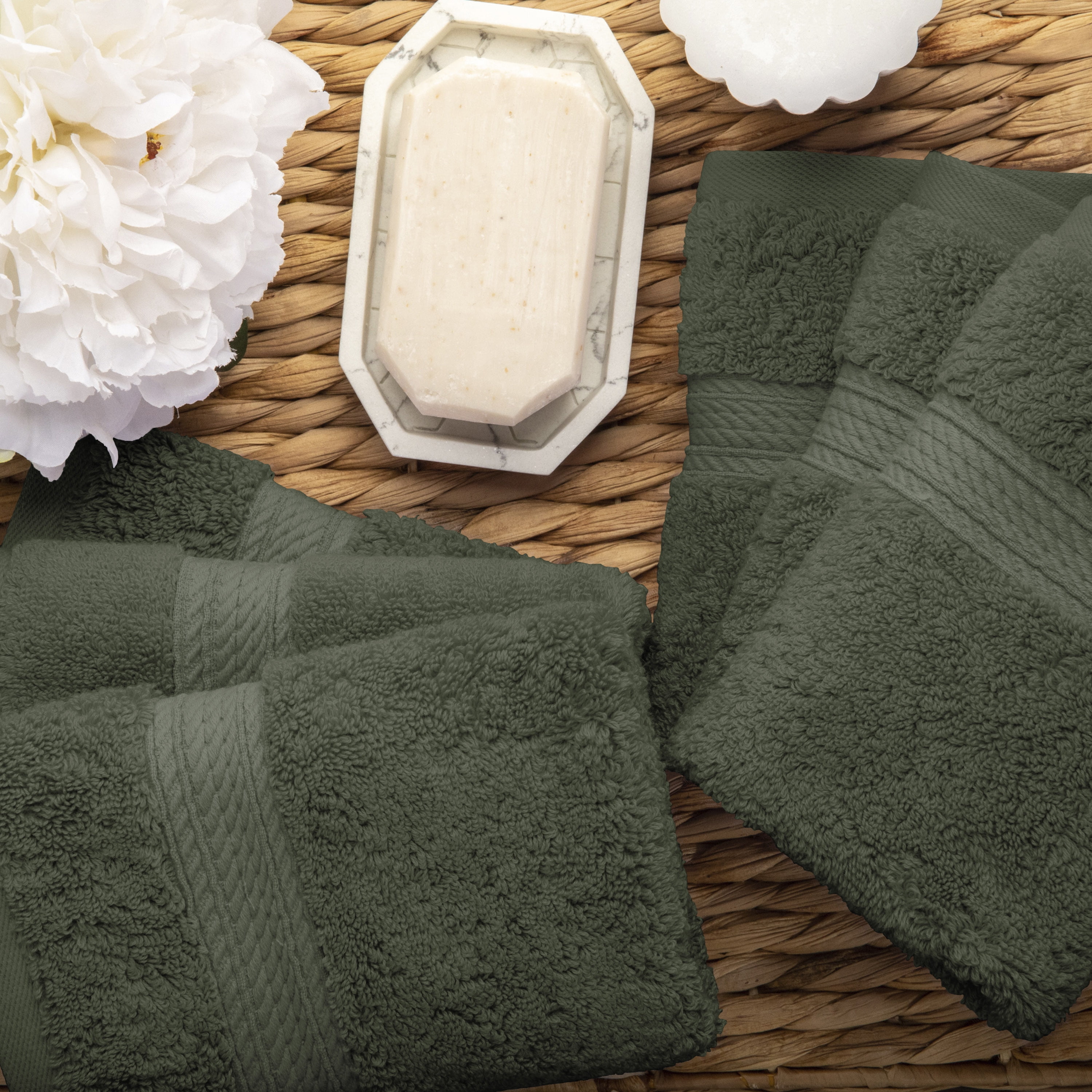 Premium Egyptian Cotton Highly Absorbent Assorted 6-Piece Plush Towel Set - 13" x 13"