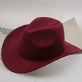 thumbnail image 2 of HJYCHN Western Wool Cowboy Hat Mid Brim Design for Outdoor Casual Wear and Ethnic Folk Style Wine One Size, 2 of 4