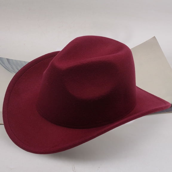 Conairie Unisex Western Cowboy Fedora Hat Retro Flat Brim Felt Performance Wide Brim Jazz Cap Outdoor Summer