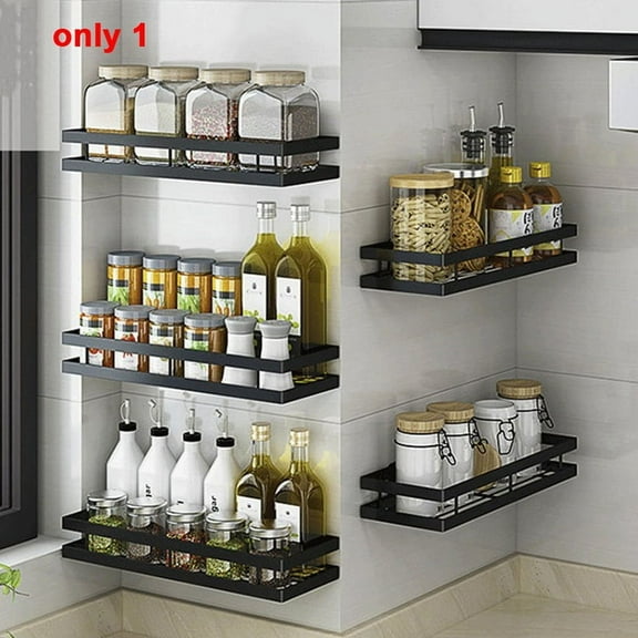 Spice Rack Kitchenware Wall-Mounted Punch-Free Household Spice Rack Spice Storage Drain Rack A