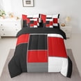 thumbnail image 2 of Homewish Abstract Square 7-Piece Bedding Comforter Set for Female Men,Geometric Plaid King Bedding Sets,Retro Vintage Minimalist Ultra Soft Bed Sheets,Luxury Bedroom Decor,Reversible, 2 of 8