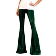 thumbnail image 7 of Womens Velvet Bell Bottom Pants Flared Leg High Waist Trousers Glitter Print Retro Style Trousers for Parties Events Green L, 7 of 7