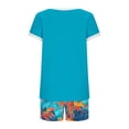 thumbnail image 4 of gbyLJF Shorts Set for Women Summer Two Piece Short Sleeve Sweatsuit Crewneck Tops Matching Drawstring Shorts Sets, 4 of 6