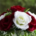 thumbnail image 2 of Enova Home 10 Heads Artificial Silk Rose Flowers in Clear Cylinder Glass Vase with Faux Water (Cream Red), 2 of 4