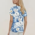 thumbnail image 4 of ADSSDQ Easter Scrub for Women Funny Cartoon Bunny Print Working Uniform Short Sleeve V-Neck Medical Scrub Shirts Oversized Casual Easter Bunny Scrub Tops with Pockets Blue 5XL, 4 of 6