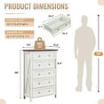 thumbnail image 3 of Vastcury Farmhouse 5 Drawers Dresser for Bedroom, Wood Rustic Tall Chest of Drawers, Storage Cabinet for Living Room Hallway, Antique White, 3 of 14